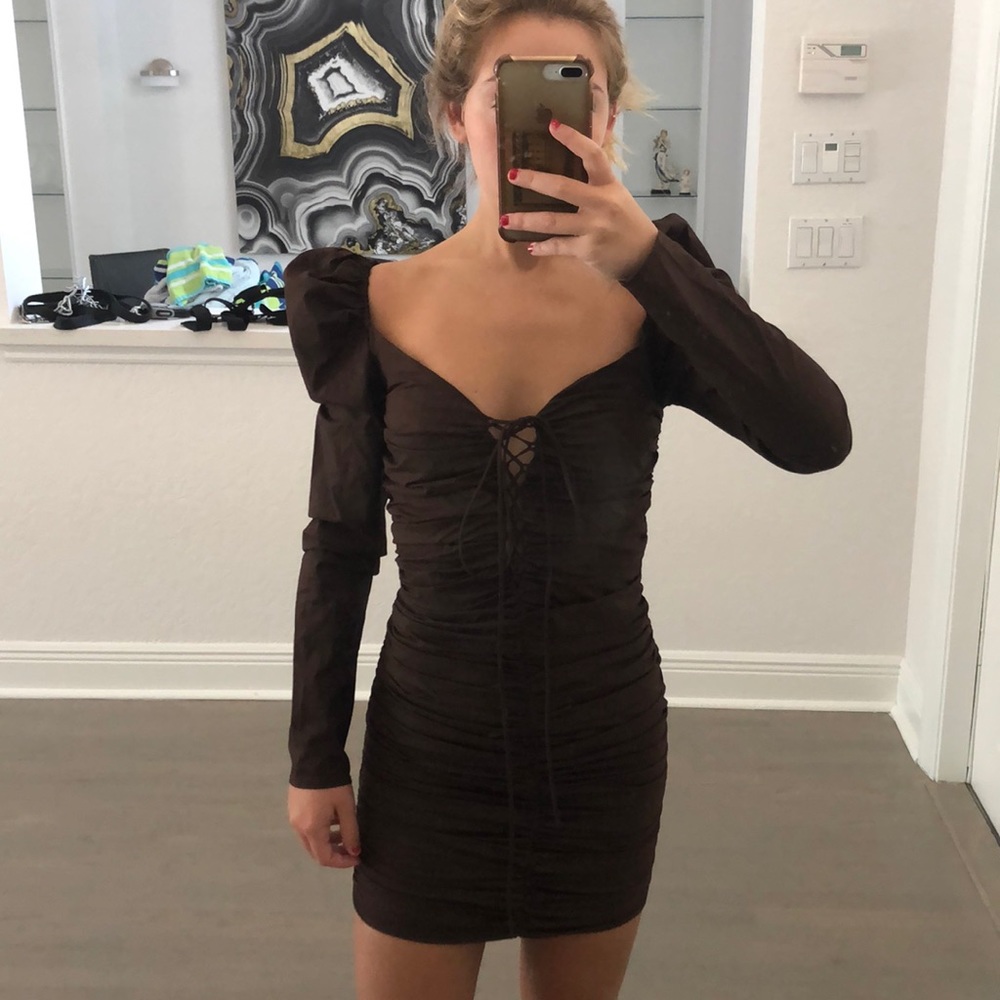 Brown ruffled dress